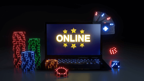 Reputable Casino Reviews Illustration of Online Casino on Laptop with Chips